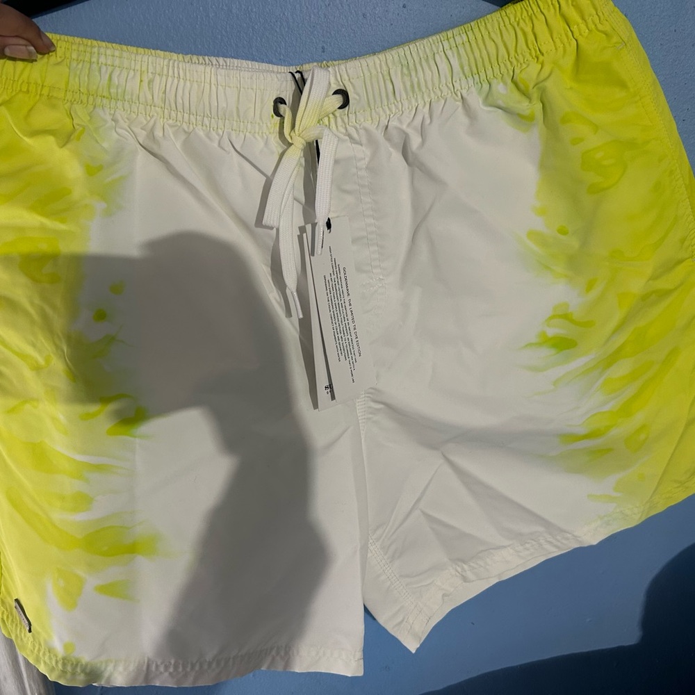 Sundek Yellow and White Swim Trunks